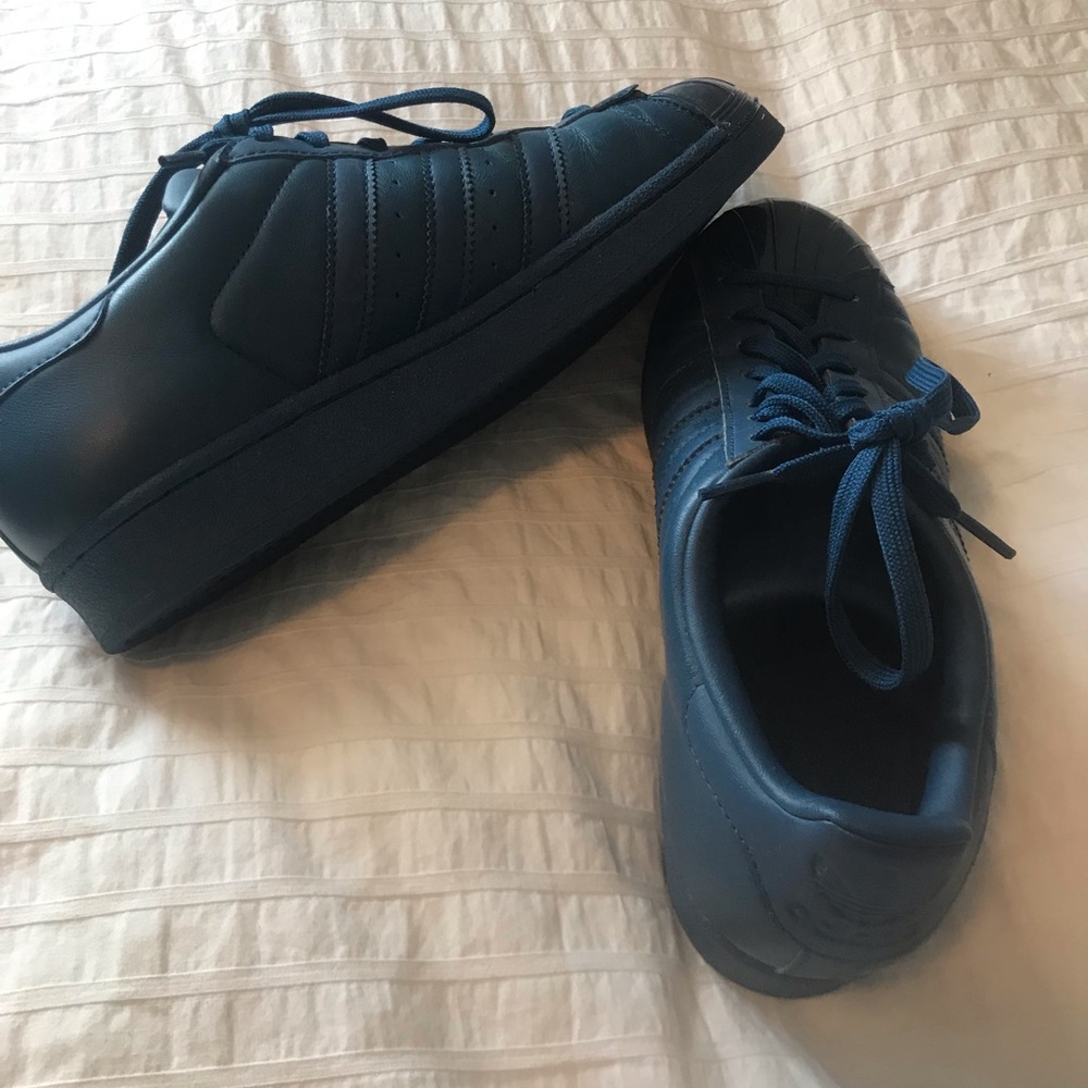 Blue Adidas Superstars